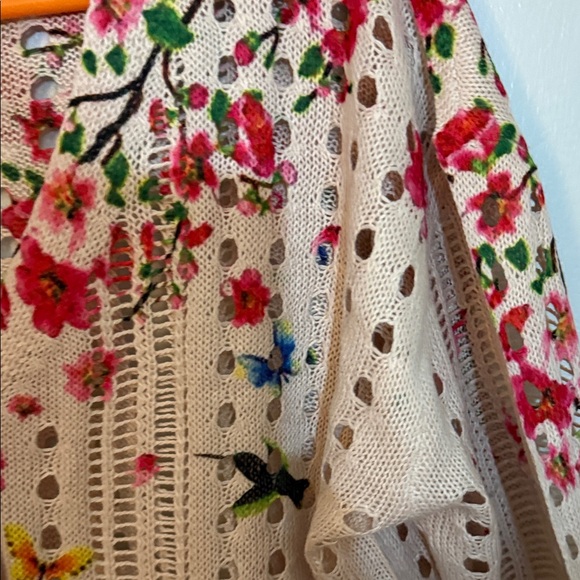 Floral Embroidered Women's Cardigan - Cream - Picture 3 of 7